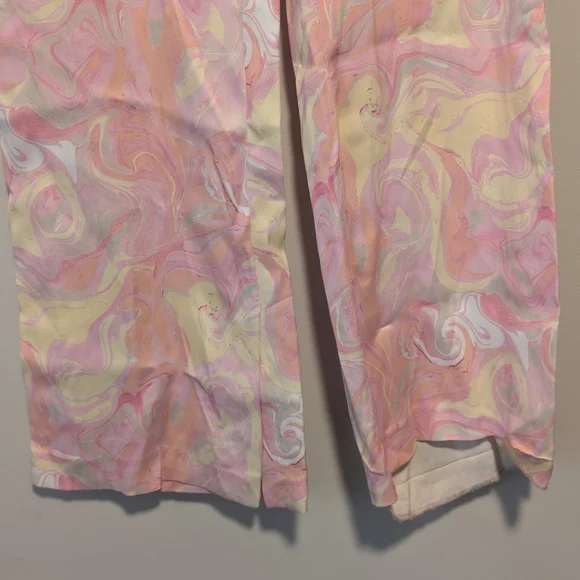 Zara Retro Womens Flare Pants With Flowers & Split Bottom Size Medium New No Tag - Picture 4 of 16